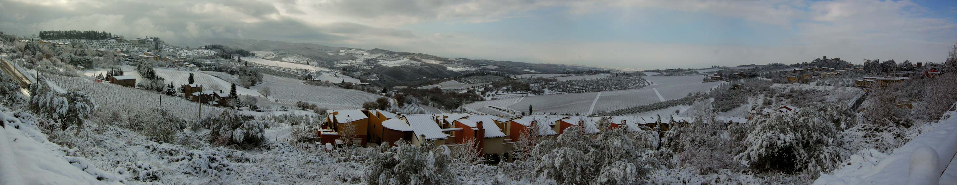 La magica atmosfera del Chianti innevato